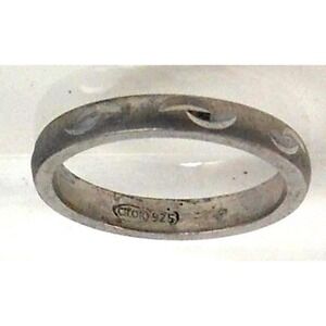 Vintage Handcrafted Sterling Silver Diamond-Cut Ring Size 7.25 3.3g Thailand NOS